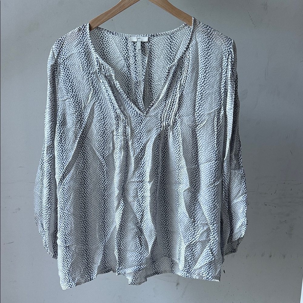 Joie Navy and White Patterned Blouse